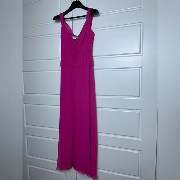 Tadashi Shoji Hot Pink Gown Style EI 8982L Vintage - Picture 1 of 7